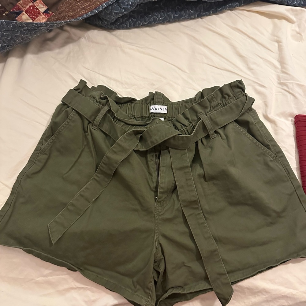 Ava & Viv High Waist Olive Shorts